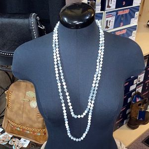 Colorful Crystal Beaded Necklace Long Strand Gray